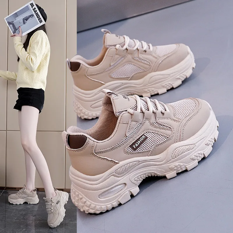 

Women's Chunky Platform Dad Shoes Breathable Non Slip Height Increase Casual Sport Sneakers Spring 2026 New Arrival