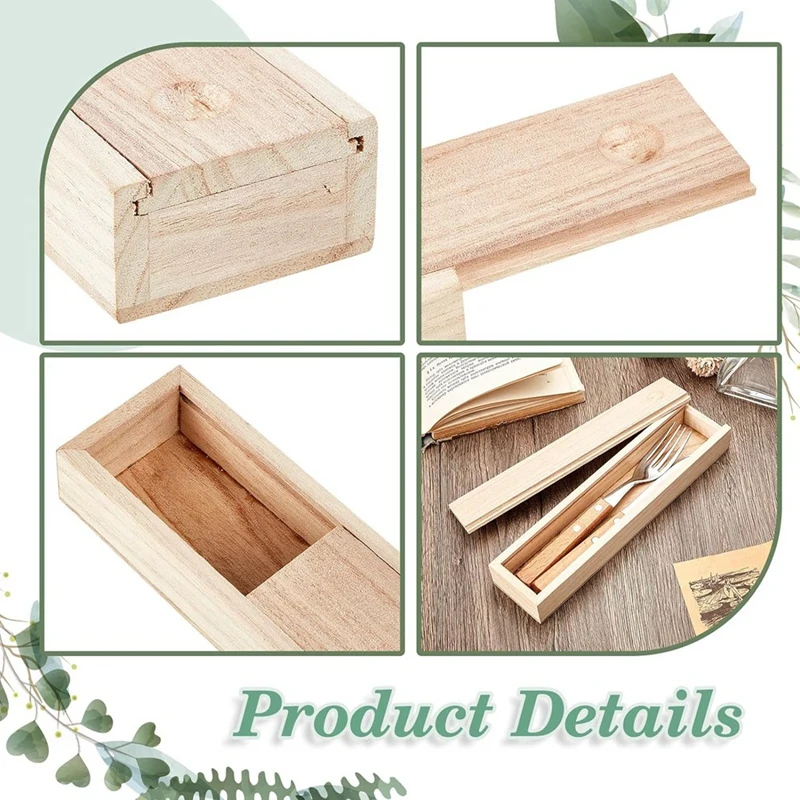 12Piece Unfinished Wood Box With Sliding Lid Small Wood Box Case Container Gift Jewelry Box 9 X 2.2 X 1.2 Inch