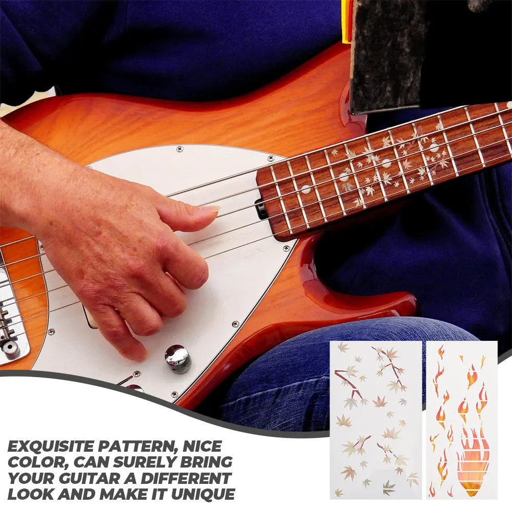 2Sheets Guitar Self-Adhesive Sticker Premium Paper Decorative Fretboard Decals Acoustic Electric Musical Instrument Vinyl Patch