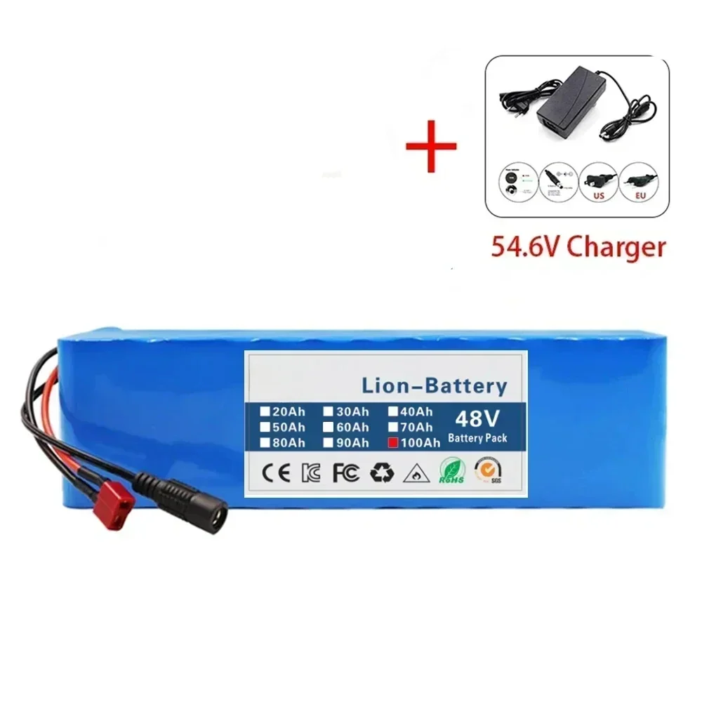 New 48V 100Ah 2000W 13S3P DC/T Lithium Ion Battery Pack Suitable for 48V motors with BMS+54.6V Charger