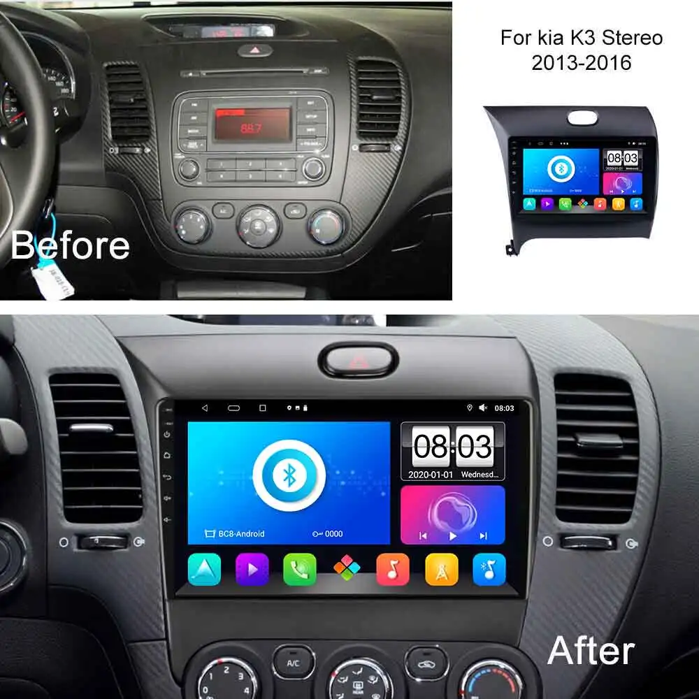 Radio con GPS para coche, reproductor Multimedia con Android 13, pantalla estéreo, DVD, NO 2Din, unidad principal, para Kia Cerato 3 K3 Forte