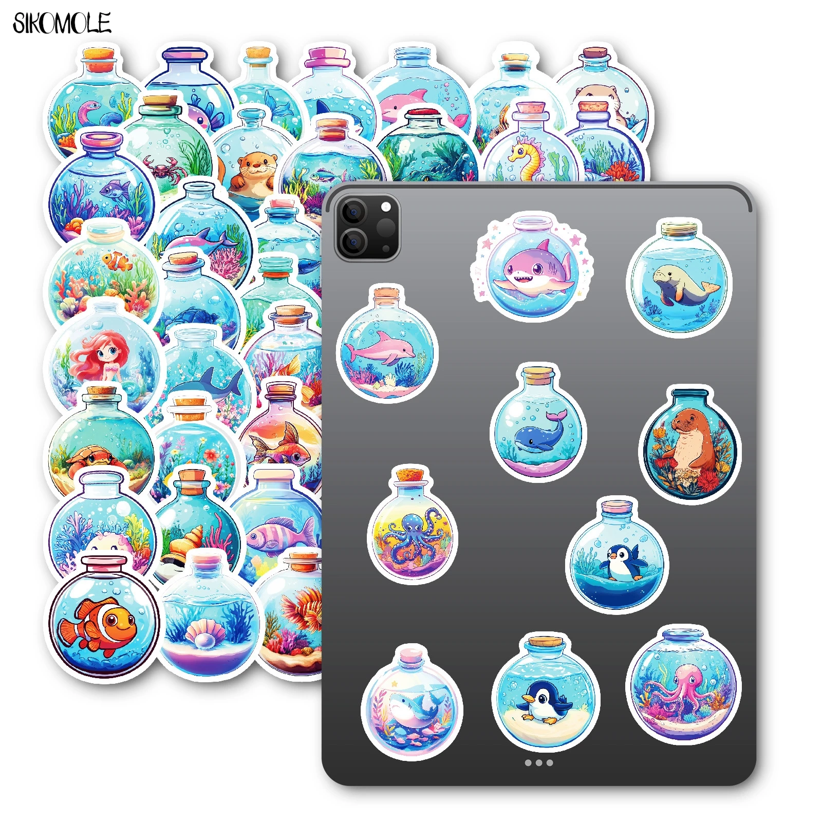 10/30/50PCS การ์ตูนสัตว์ทะเลขวด PVC Graffiti สติกเกอร์ความงาม INS DIY ตกแต่งของเล่นเด็กกระเป๋าเดินทางสติกเกอร์แพ็ค