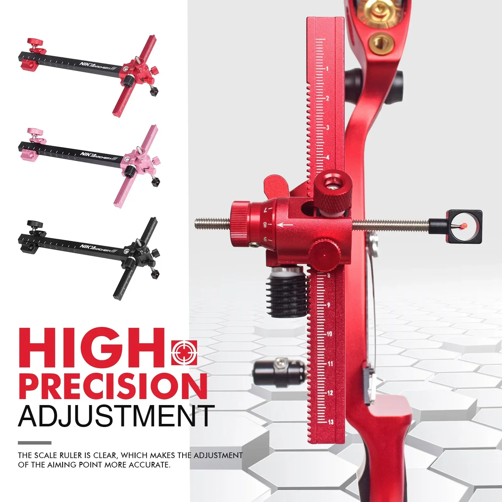 Archery Recurve Bow Sight (carbon style)  9inch T Shape Target Sight For Shooting Hunting Accessories Right Hand Black/Pink/Red view 3