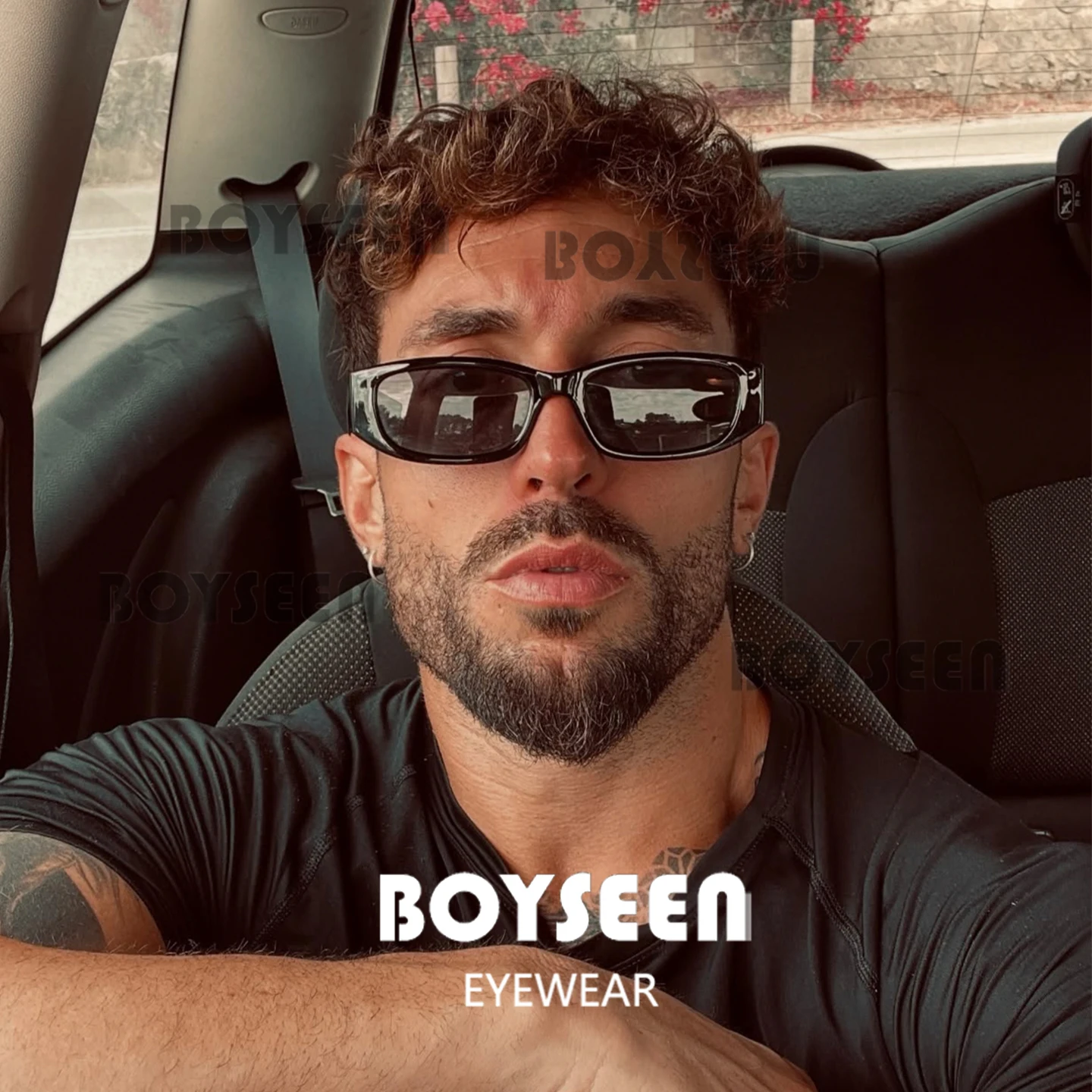 Schwarze Sonnenbrille im Hiphop-Stil mit schmalem Rahmen für Herren im Retro-Stil, mühelose orangefarbene Sonnenbrille UV400