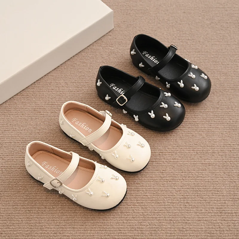 Fashionable Girl Princess Shoe 2026 New Korean Version Bow Child Loafers Sweet Girls Anti Garden Party High-heeled Leather Shoe