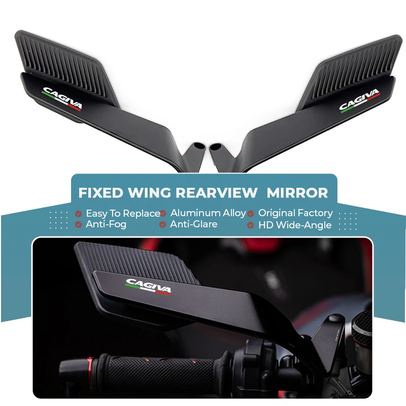

A Pair 360° Adjustable Rearview Mirror Anti-glare Alloy Wind Wing For Cagiva Mito 125 Raptor 650 1000 Canyon 500 SP525 Navigator