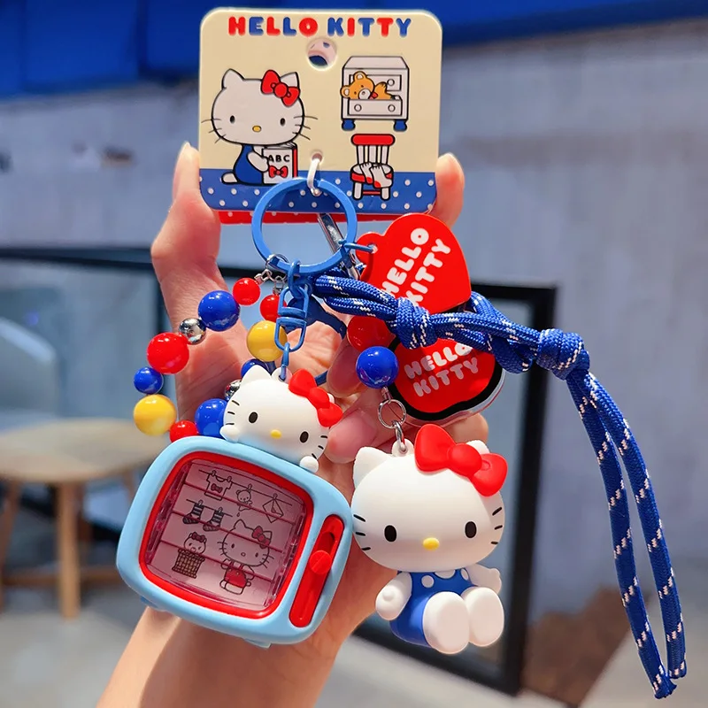 Sanrio Hello Kitty Portachiavi Borsa per ragazze Ciondolo Kt Cat Cartoon Doll Toy Squisito portachiavi Kawaii Surprise Girls Regali per bambini