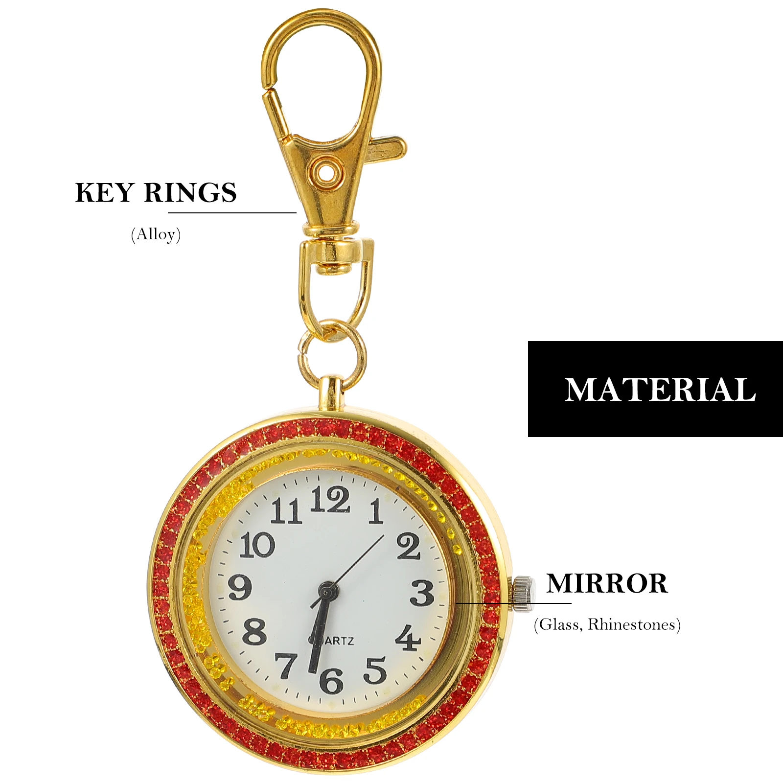 

Large Dial Pocket Watch Key Big Numbers Elderly Children Gift For Kids Alloy Diamond