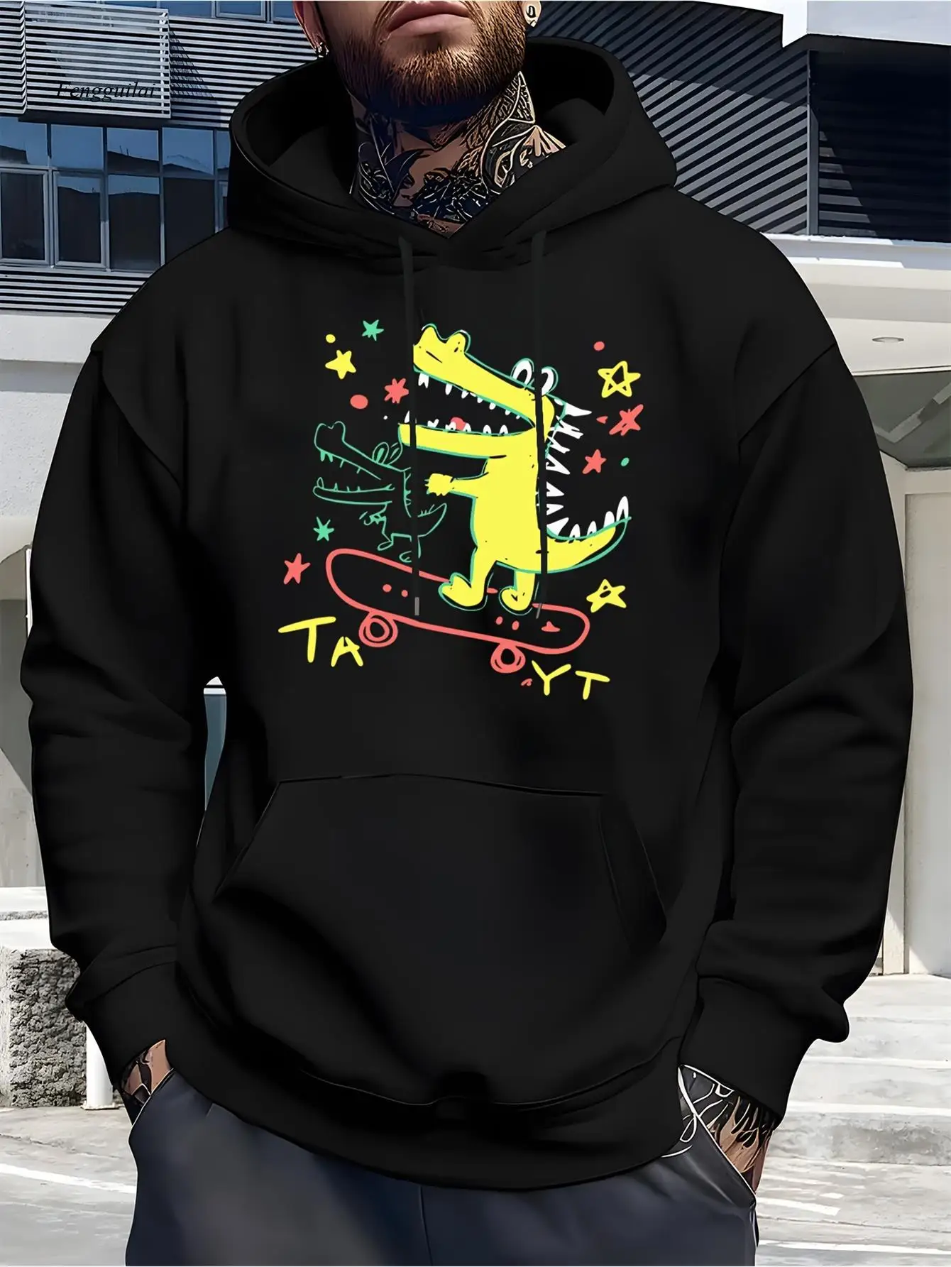 

Минималистичная толстовка с капюшоном с принтом — повседневный пуловер, удобный, круглый год