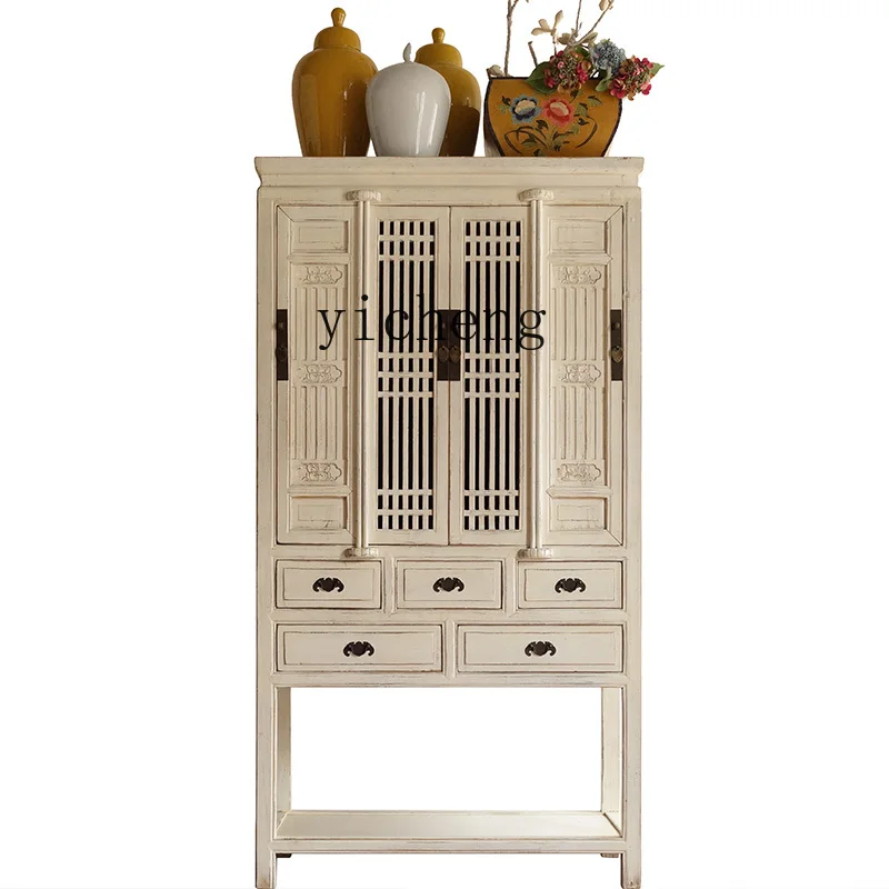 

Zz solid wood dining side cabinet new Chinese tea cupboard against the wall