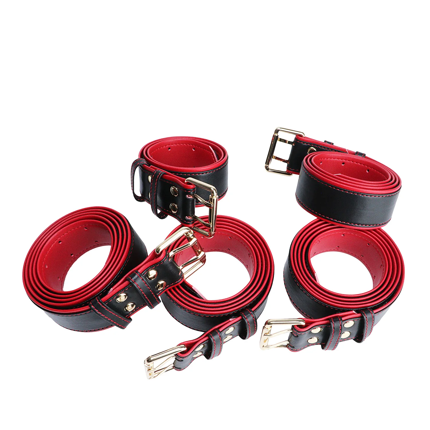 FRRK مثلي الجنس نمط بو الجلود المشتعلة الفارس الأسود 1 قطعة BDSM حزام الخصر المثيرة ، 5 قطع مجموعة الجسم عبودية الذكور العفة الأشرطة جهاز #6