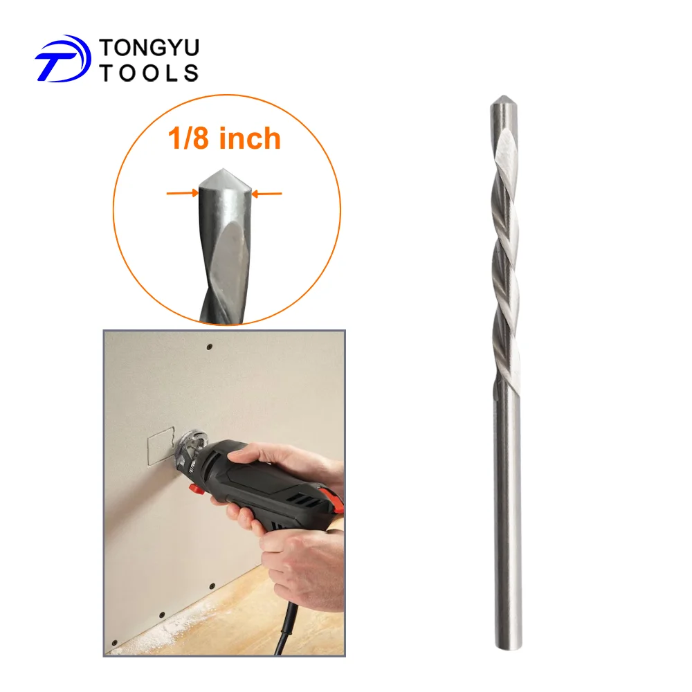 

1/8in Drywall Plasterboard Cut-Out Bit, Guide Point HSS Downcut Spiral Zip Bit for Rotary Cut-Out Tools, Gypsum Board Cutting