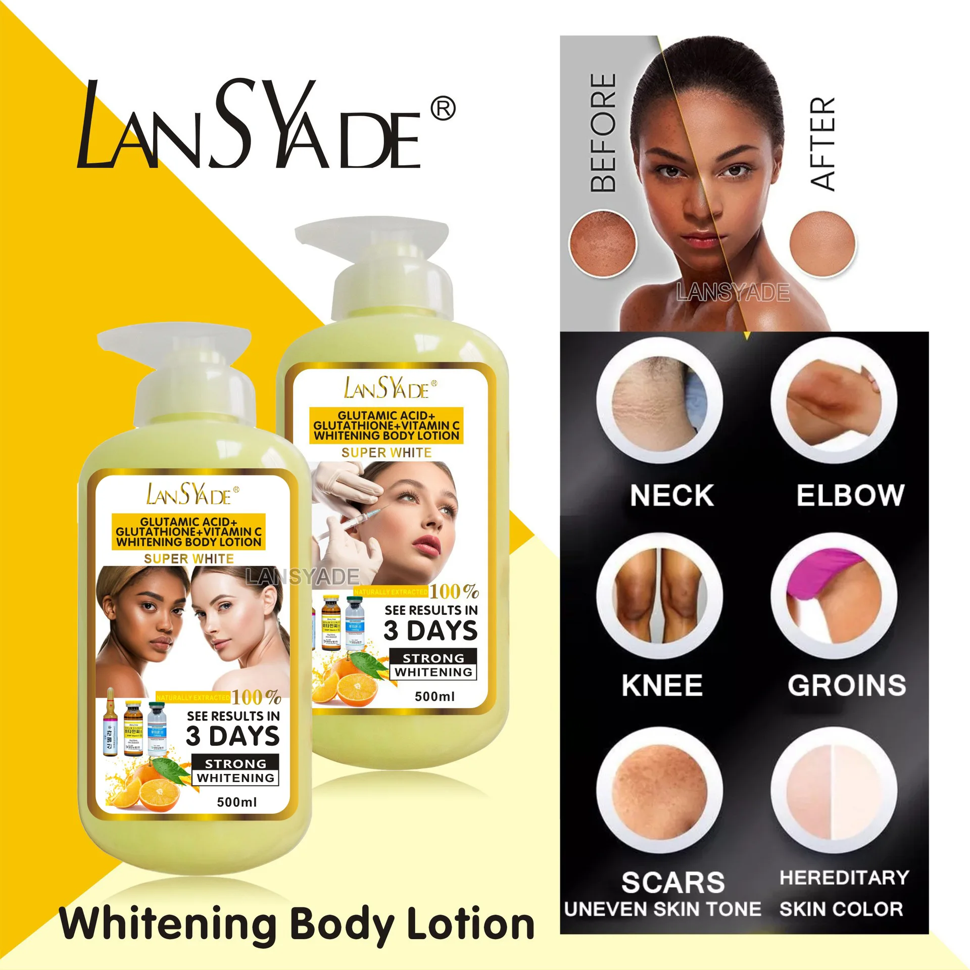 

VC Glutathione Body Lotion 500ml Facial Nourishing Firming Brightening Moisturizing Whitening Lotion Skincare