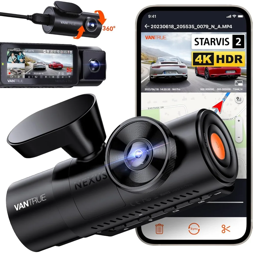 

3 Channel 4K WiFi Dash Cam, STARVIS 2 IMX678 Night Vision, 4K+1080P+1080P Front Inside and Rear Triple Car Camera