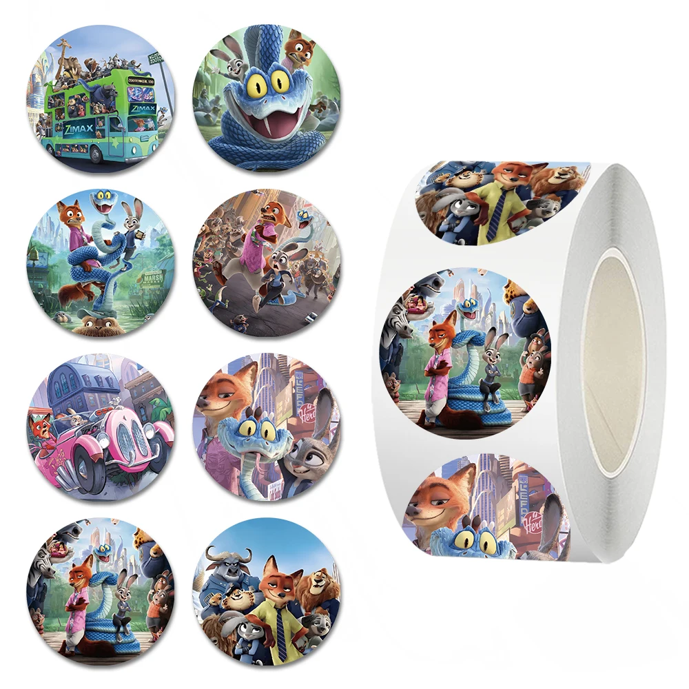 500 قطعة/لفة جديدة ديزني فيلم Zootopia 2 الكرتون ختم ملصق DIY بها بنفسك بولي كلوريد الفينيل محمول الشارات الديكور ملصق مكافأة دمى هدايا