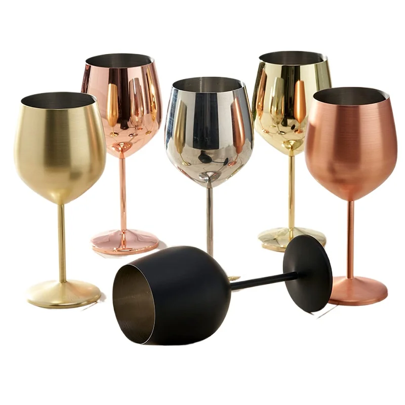 Electroplated 304 Stainless Steel Stemless Wine Glass, 500ml Drum-Shaped Shatterproof Goblet