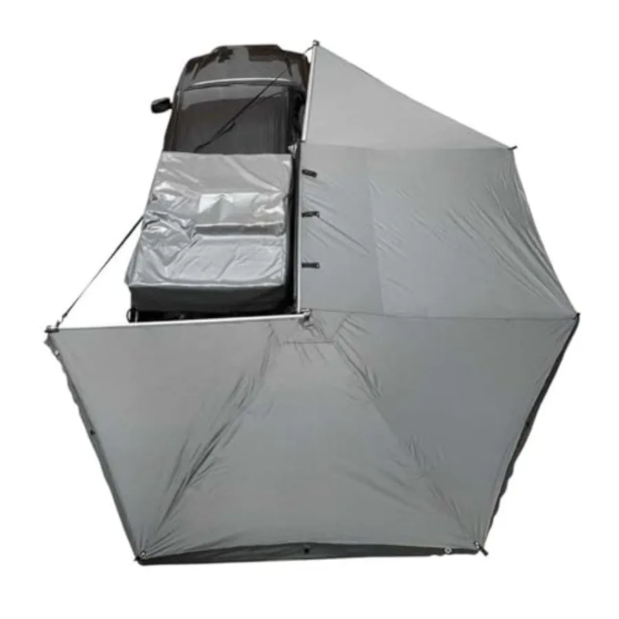 19529907 HD Nomadic 270 Degree Awning Passenger Side 129 Sq Feet of Coverage Dark Gray Fabric with Travel Cover Included Twist