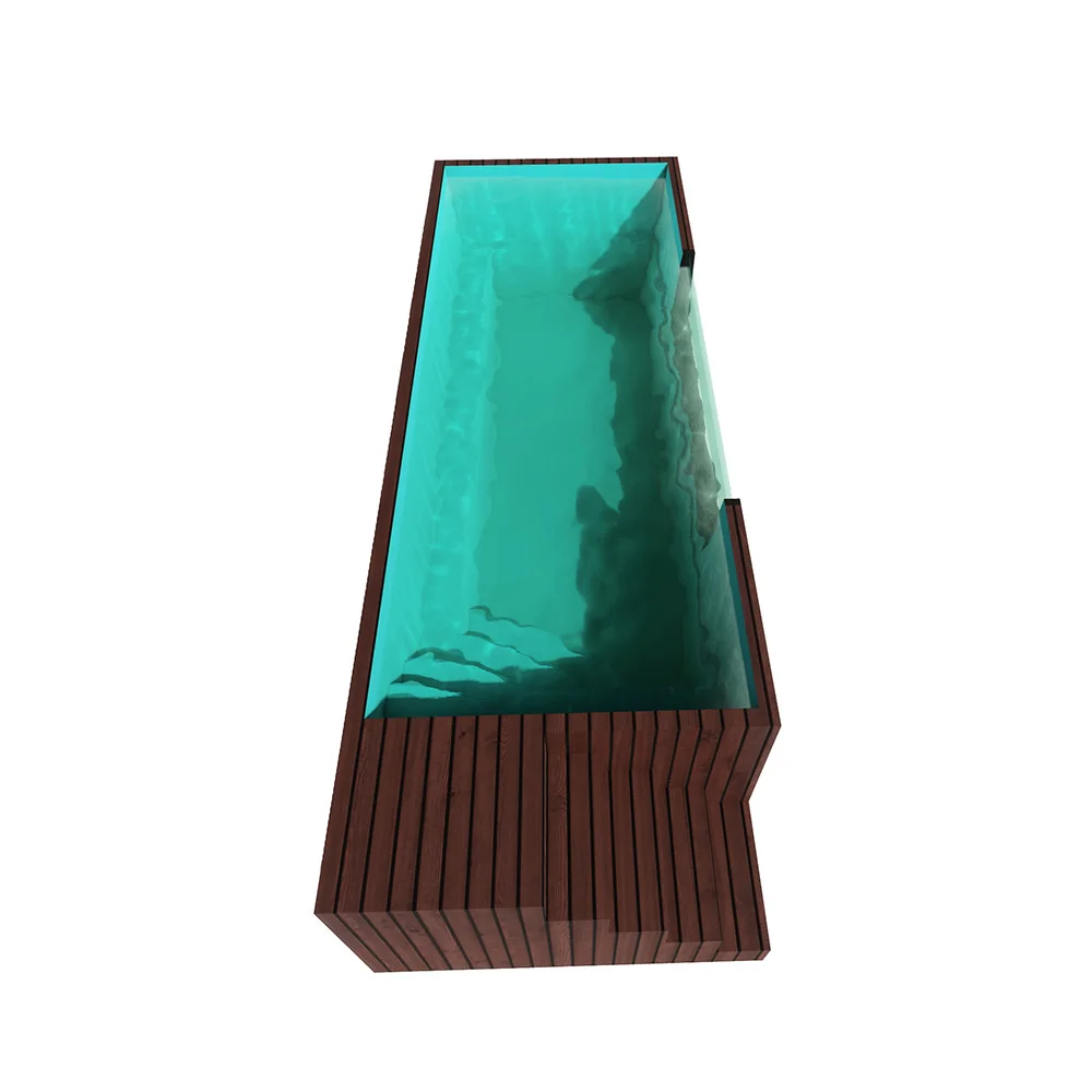 Durable Fiberglass Container Swimming Pool Custom Rectangle Modern Above Ground Outdoor Pool For Resort Hotel Backyard Garden