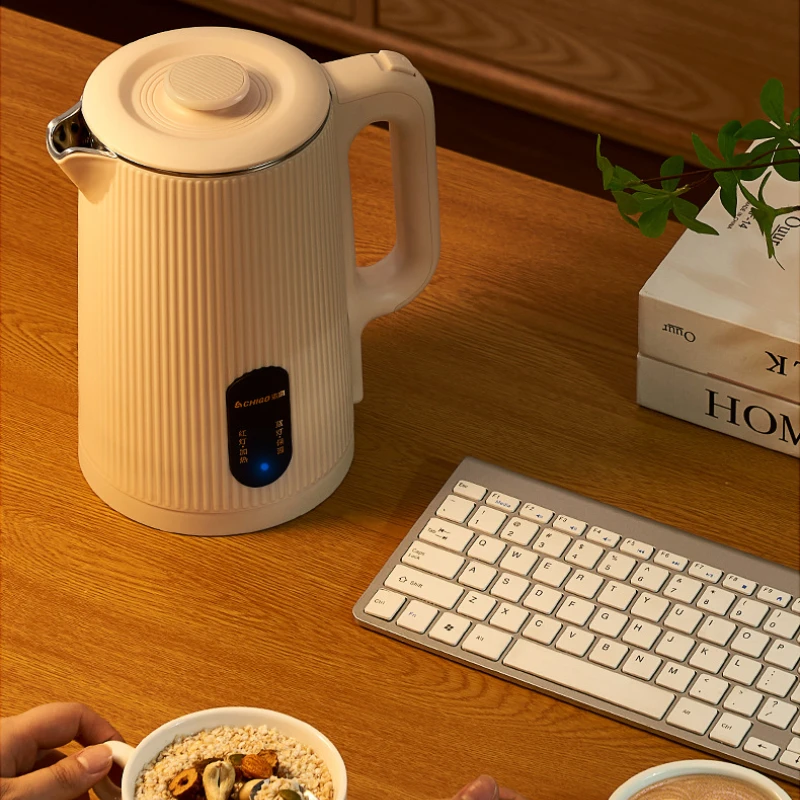 Chaleira elétrica de aço inoxidável de 1,8L - desligamento automático e garrafa térmica para manter aquecido para escritório/casa, panela de ebulição rápida sem BPA