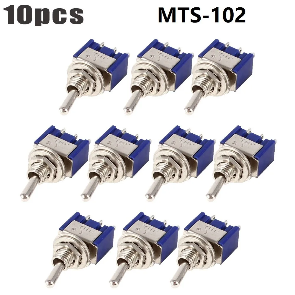 For SPDT For Toggle Switches 10pcs 3-Pin ON-ON For MTS-102 Electrical Equipment For 6A 125VAC 3A 250VAC 6mm Mounting Size