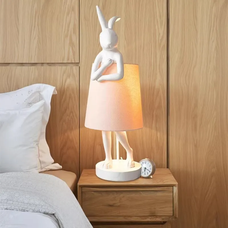 

apron rabbit lamp table lamp Nordic decoration study bedroom bedside resin lamp creativity