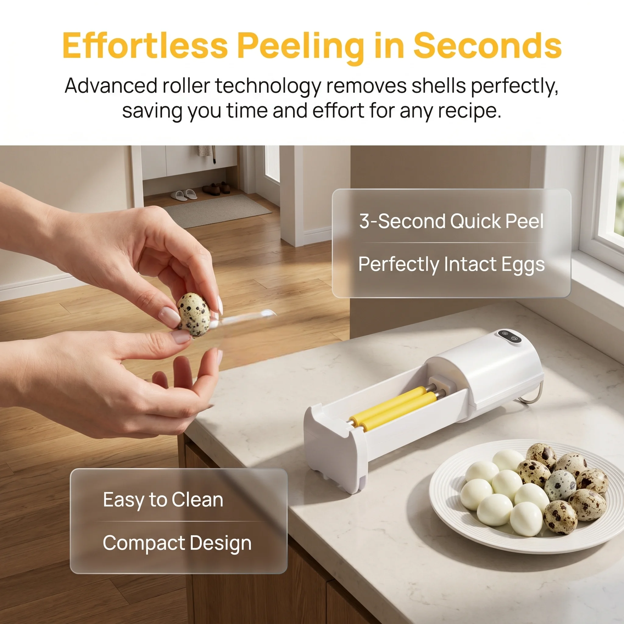 Electric Quail Egg Peeler Machine Only for Cooked Quail Eggs, 3 Second Fast Automatic Quail Egg Shell Remover, Food Grade Quail