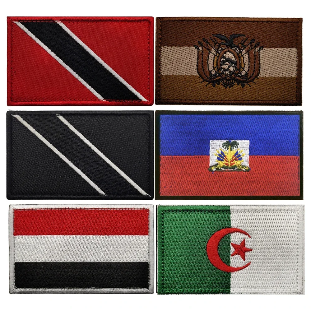 

Embroidered Flag Patches Trinidad and Tobago Yemen Haiti Bolivia Algeria Tactical Armband DIY Appliques Clothes Hats Patchs