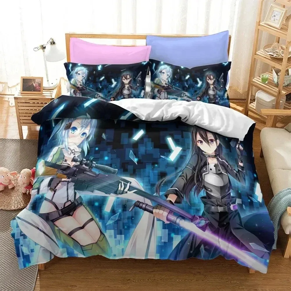 Anime Sword Art Online Duvet Cover Pillowcase Bedding Set Double Twin Full Queen King Adult Kids Bedclothes Quilt Cover