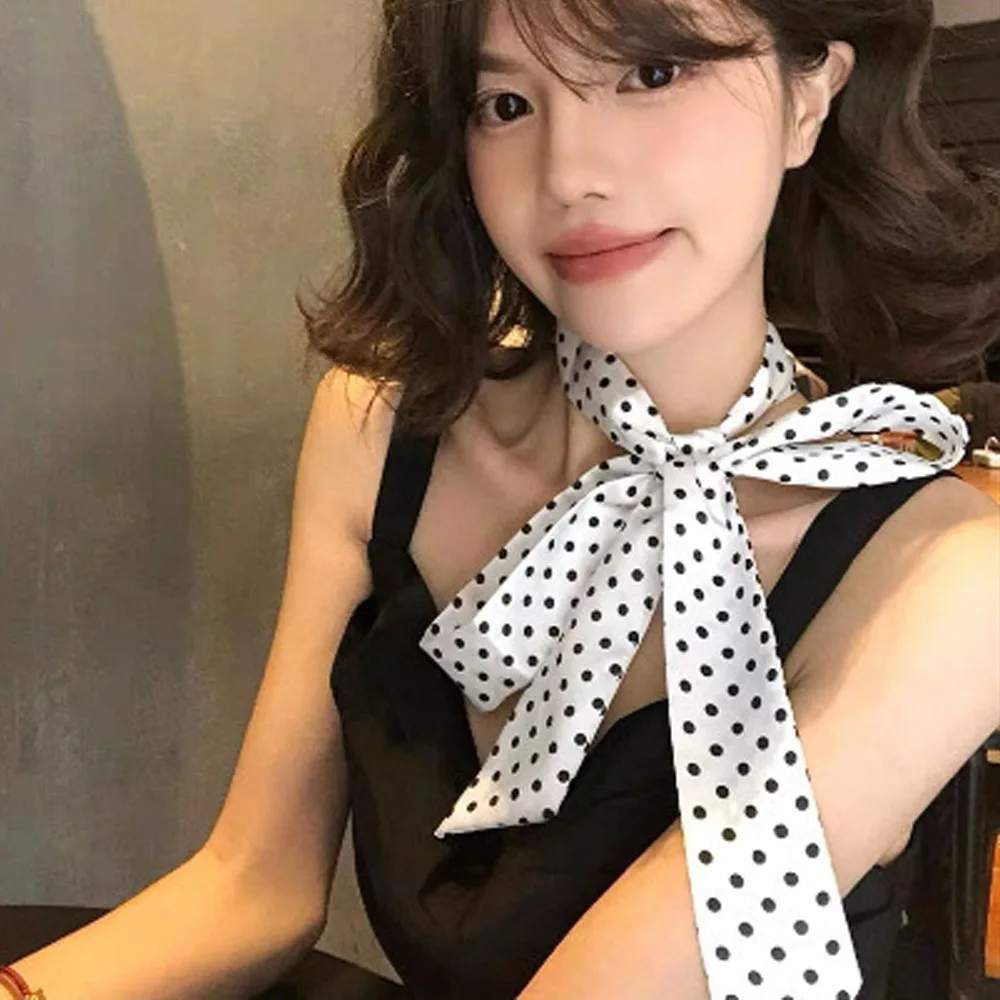 خمر تصميم 180 سنتيمتر طويل طول وشاح البولكا نقطة الشيفون خمر منديل غطاء الرقبة عصابات الزخرفية ارتداء اليومي #1