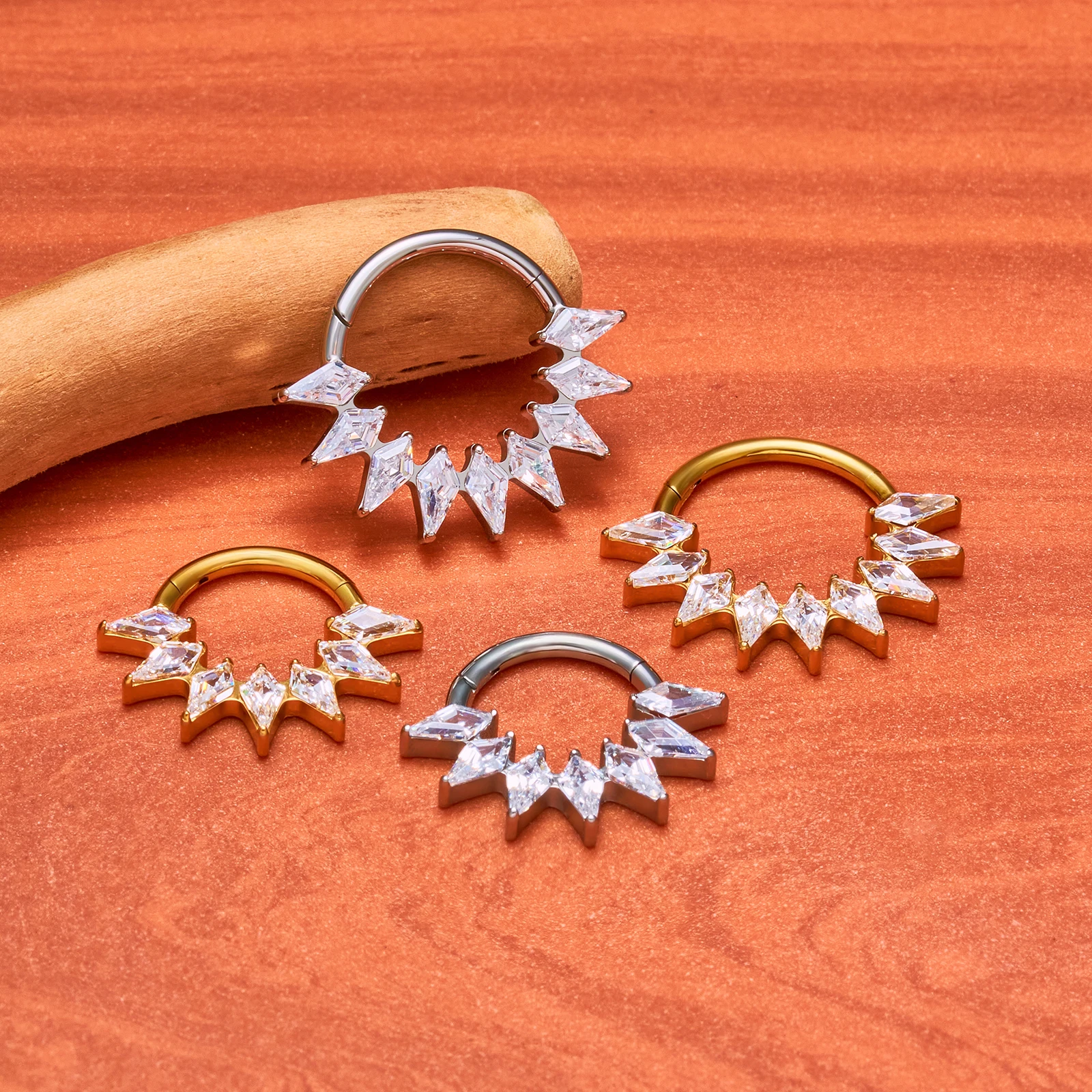 G23 Titanium Hinged Segment Ring Star Cluster CZ Nose Hoop ASTM F136 Clicker Helix Daith Septum Cartilage Piercing Jewelry