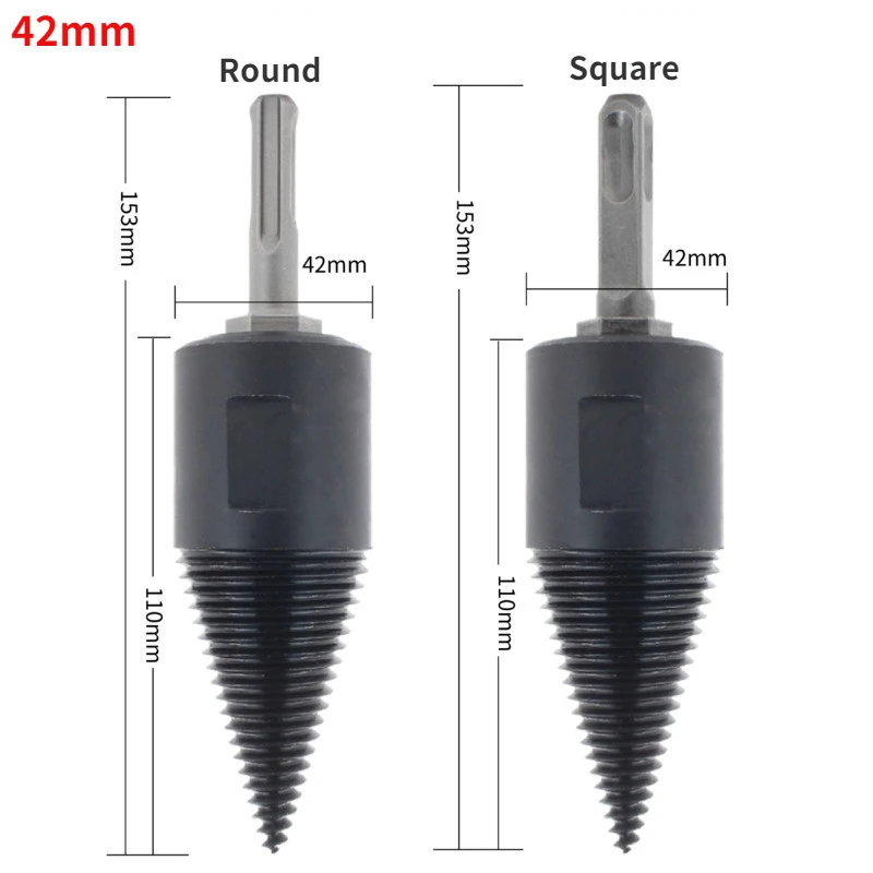 Firewood Splitter Machine Drill Bit Wood Cone Punch Driver Square/Round/Hex Shank Drill Bit Split Drilling Tool Firewood Chopper