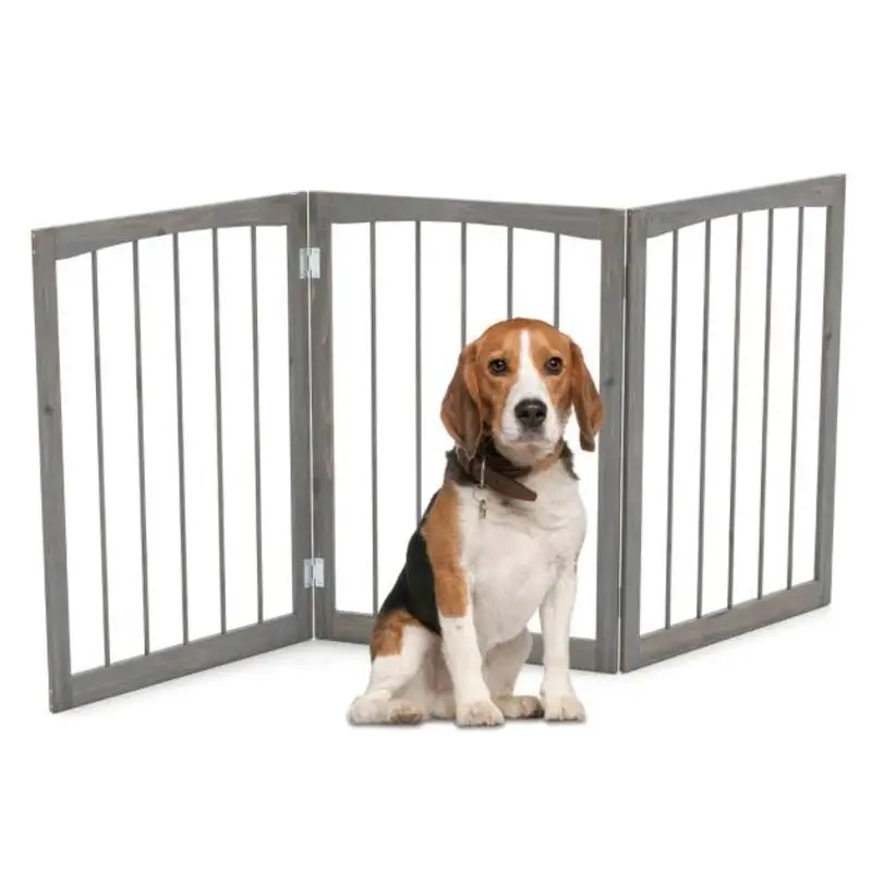 

30 Inch Tall Wooden Pet Fence for Cats Small and Medium Dogs-Gray