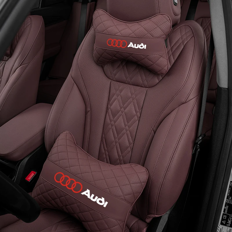 مقعد السيارة وسادة الرقبة الجلود مسند الرأس قطني الخصر دعم حصيرة لأودي سلاين A7 A3 A4 A6 A5 Q5 A1 8V 8L B6 B7 B8 Q7 Q3 Q4 TT 8P #6
