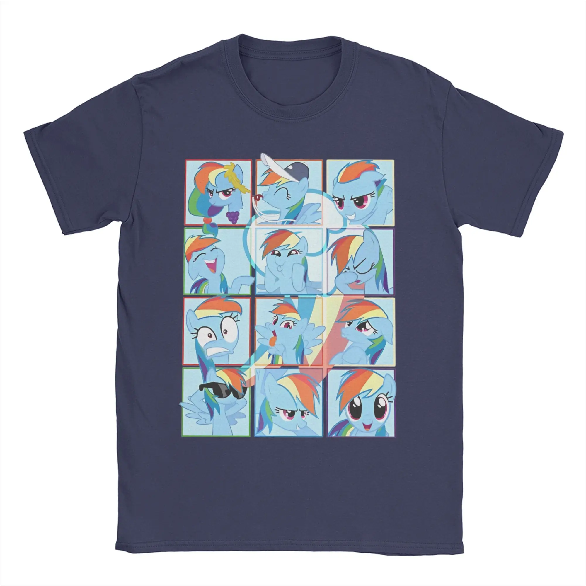 Men T-Shirt Mirror Pool of Pony Rainbow Dash Fun Cotton Tee Shirt Ponies friendship is magic T Shirts Round Neck Tops Plus Size