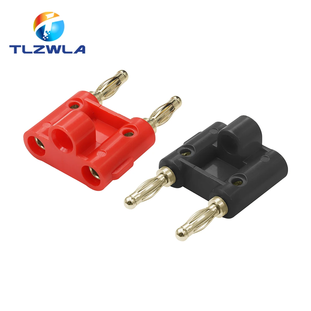 Double Row 4mm Banana Plug Audio Speaker Connector Twin Banana Plug Amplifier Terminal Couple Banana Socket Adapter