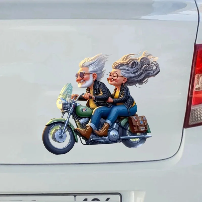 

Car Vinyl Decal Elderly Couple Riding A Motorcycle Sticker Waterproof Removable for Car Motorcycle Laptop Auto Body Decoration