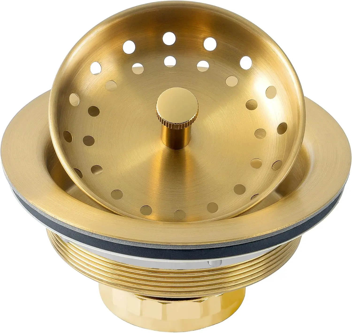 Kitchen Sink Drain Assembly, Sink Drain Basket Strainer 304 Stainless Steel with Removable Sink Strainer Basket and Stop