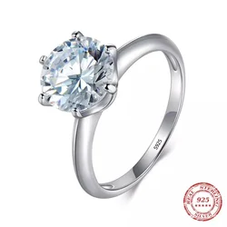 Fedi nuziali di fidanzamento semplice in argento Sterling 925 per le donne moda 1CT/2CT/ 3CT anello di zirconi cubici regalo di gioielli da sposa