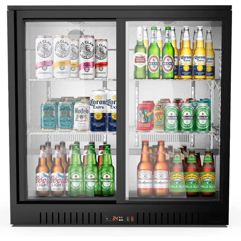 BC-2DSL-BK Commercial-refrigerators, Double Sliding Door, Black, 7.4 cubic feet