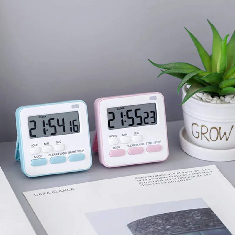 1pc Digital Screen Kitchen,Study ,Reading Timer Large Digital Timer Square Count Up Countdown Alarm Clock Sleep Stopwatch Clock