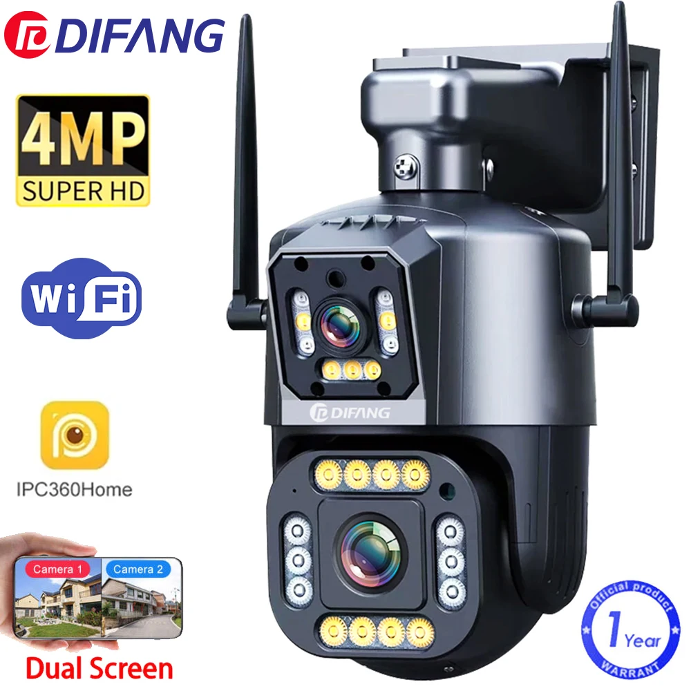 camera de seguranca difang 4mp wifi externa telas duplas audio bidirecional visao noturna colorida camera wi fi cctv sem fio grande angular 01