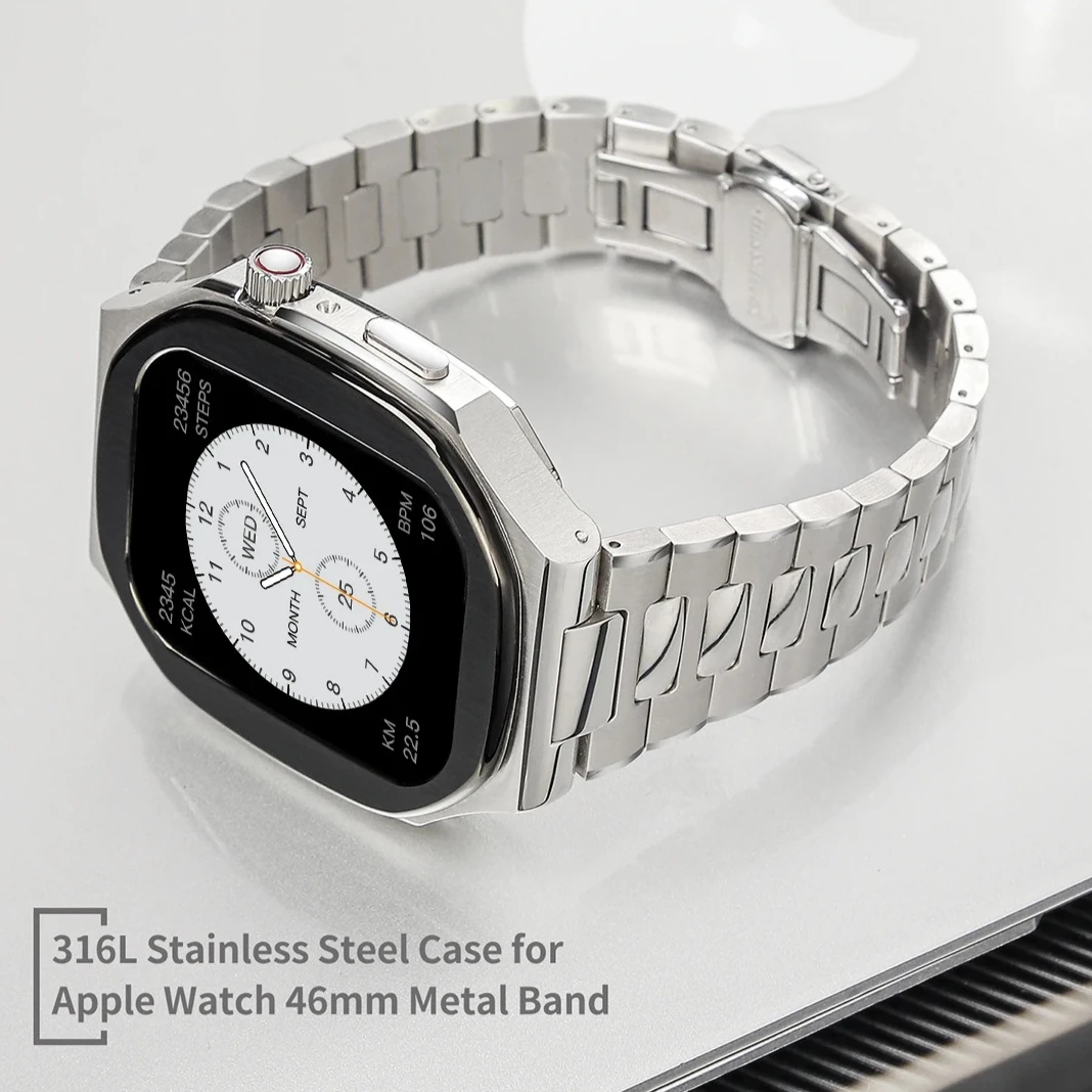 

Luxury Modification Kit for Apple Watch Band S10 46mm Mod Kit Stainless Steel Strap Frame Accessories for Iwatch Series 10 46mm