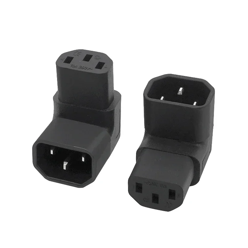 10A 3Pin IEC Connector Down UP 90 Angled IEC 320 C14 Male To C13 Female Power Adapter AC Plug For LCD LED Wall Mount TV