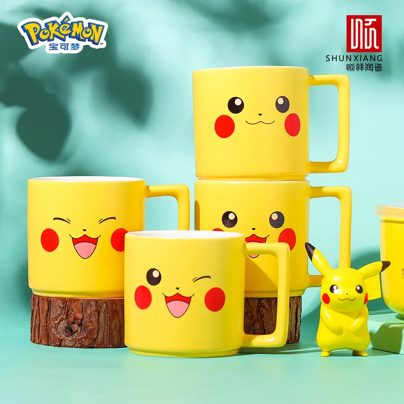 

SOLECASA Pokémon Coffee Mug Cute Ceramic Cartoon Mugs Featuring Pikachu, Eevee, Squirtle - Kids Friendly Water or Milk Cups