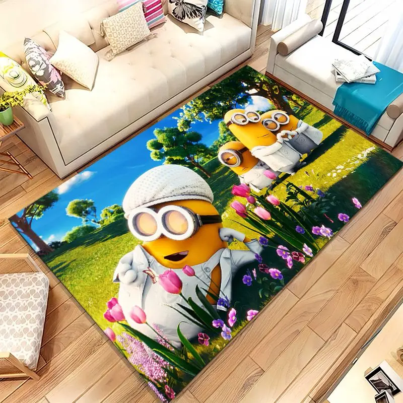 Funny Kawaii M-Minions Cartoon Area Rug,Soft Non-Slip Carpet Mat for Living Room Bedroom Playroom,Sofa Floor Rug,Home Decor Gift