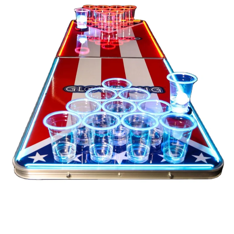 Newest aluminium Led Portable Beer Pong Table Folding Outdoor Beer Table