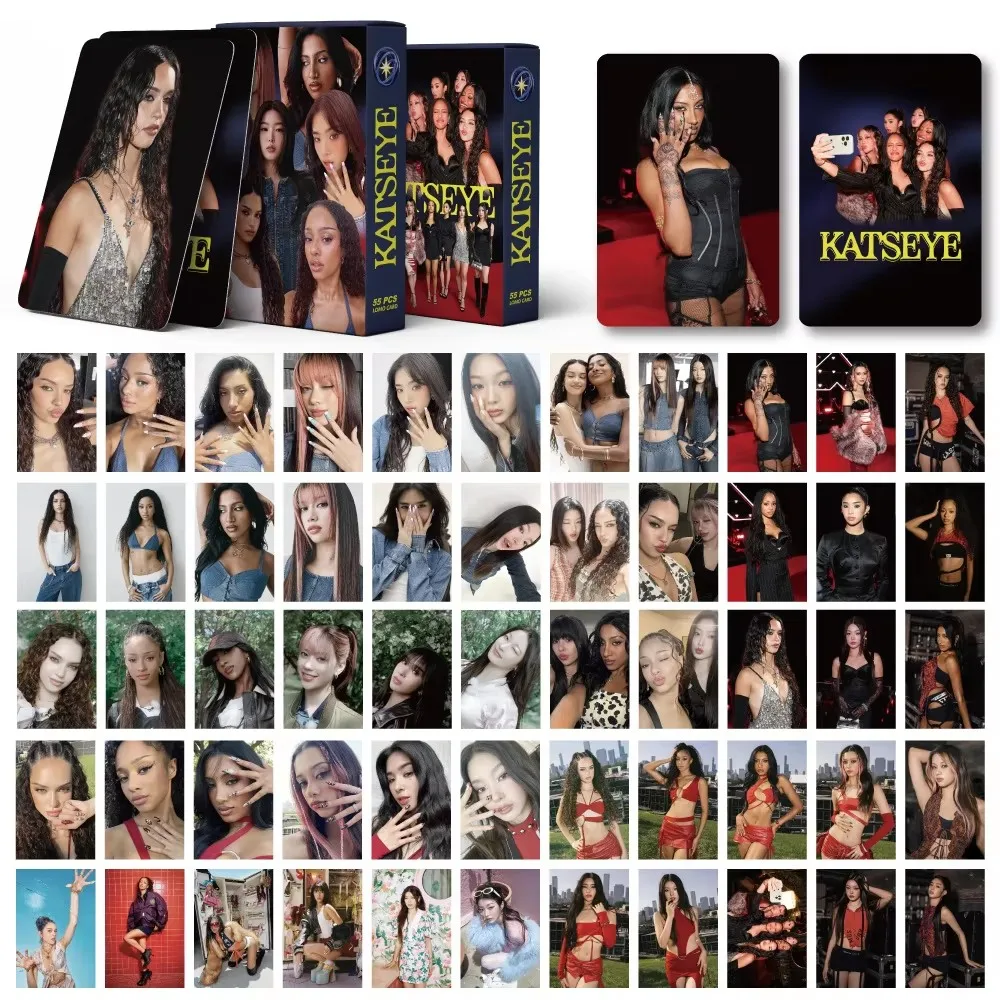 55Pcs/Set Kpop Idol KATSEYE New Album BEAUTIFULCHAOS Lomo Cards LARA DANIELA HD Printd Photocards Stickers MANON MEGAN Fans Gift