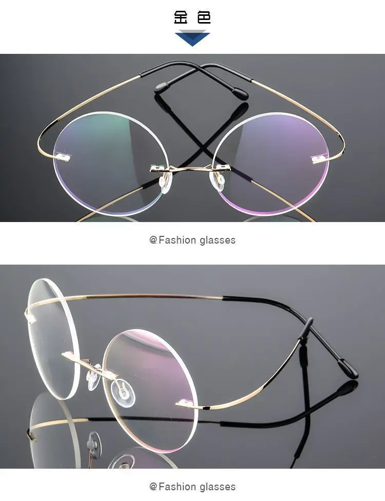 Retro-Lesebrille mit rundem Rahmen, randlos, ultraleicht und ultradünn, Unisex, superelastisch und schraubenlos – Detail 4