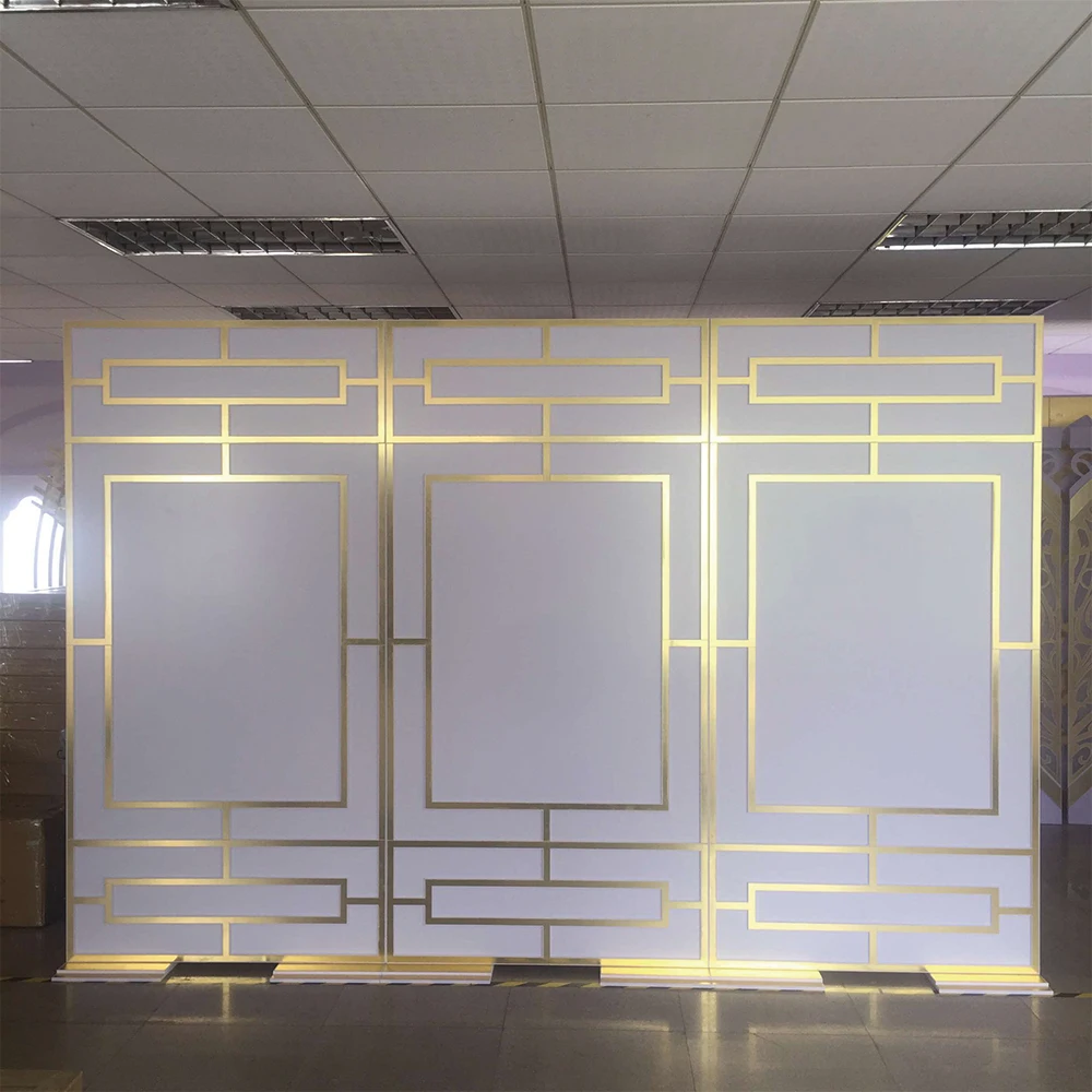 Unique Design Luxury Shiny Golden Acrylic Elegant wedding backdrop For Event Decoration