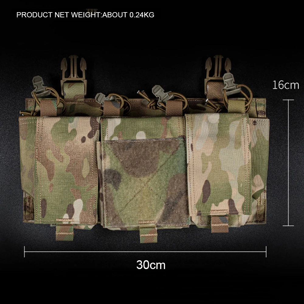 Tactical Quadruple 5.56 Magazine Pouch 25mm Buckle Airsoft Hunting Vest Quick Panel for M4 M16 AR-15 Mag Storage Bag